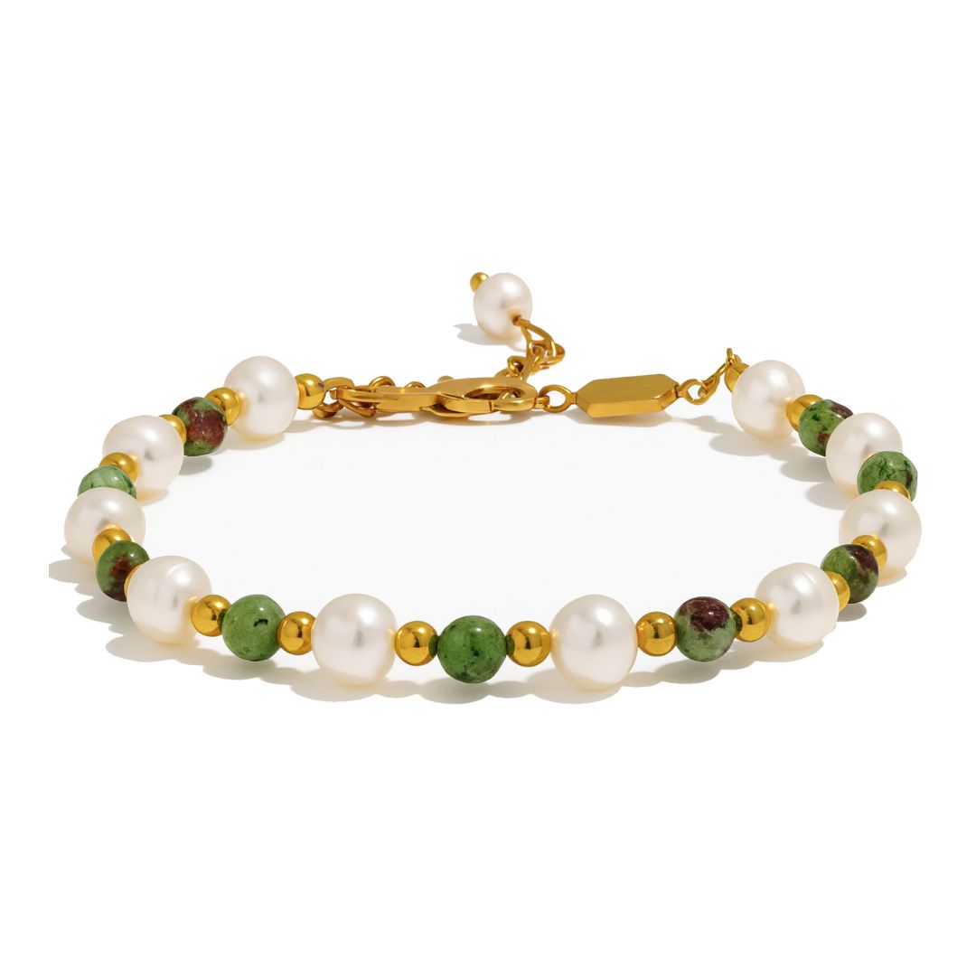 Green Beaded Pearl Bracelet