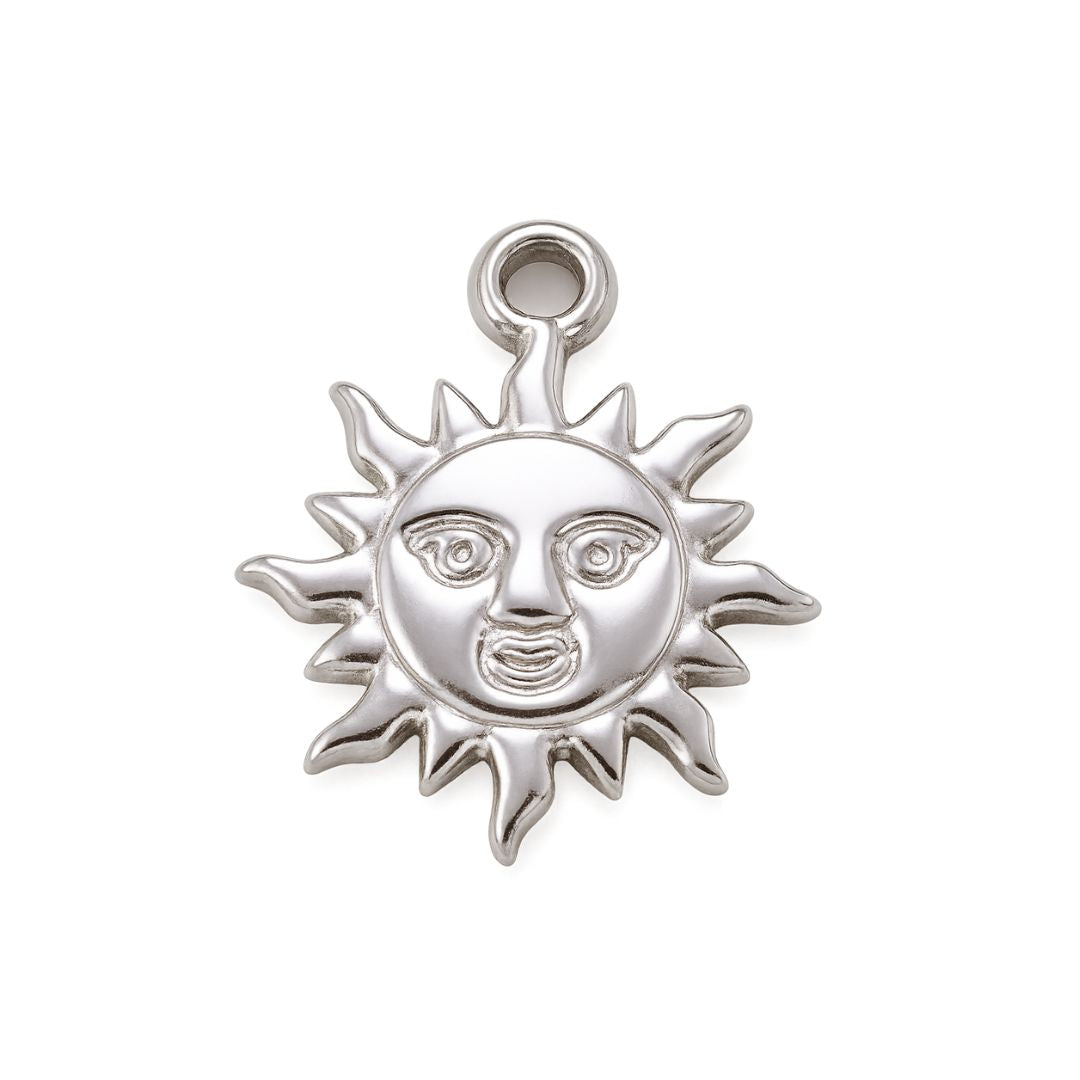 Silver Smiling Sun Charm