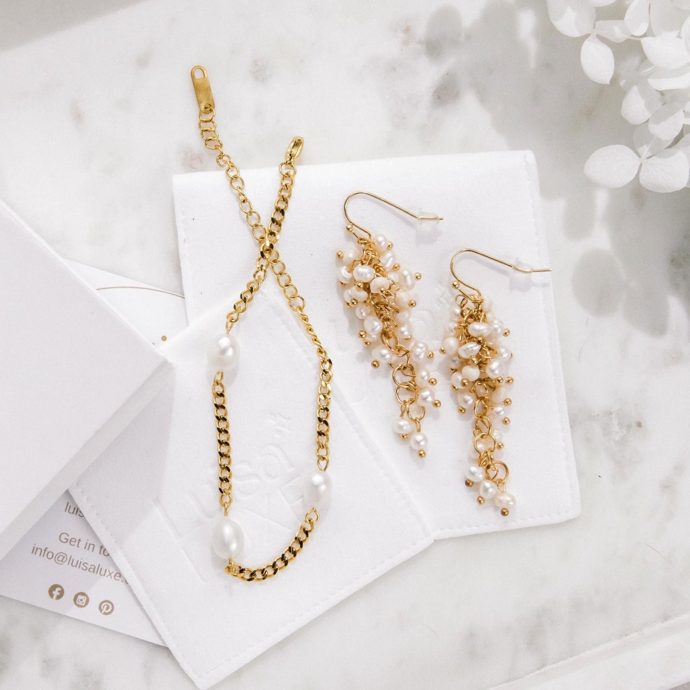 gold chain bracelet with freshwater pearls, waterproof jewellery Australia