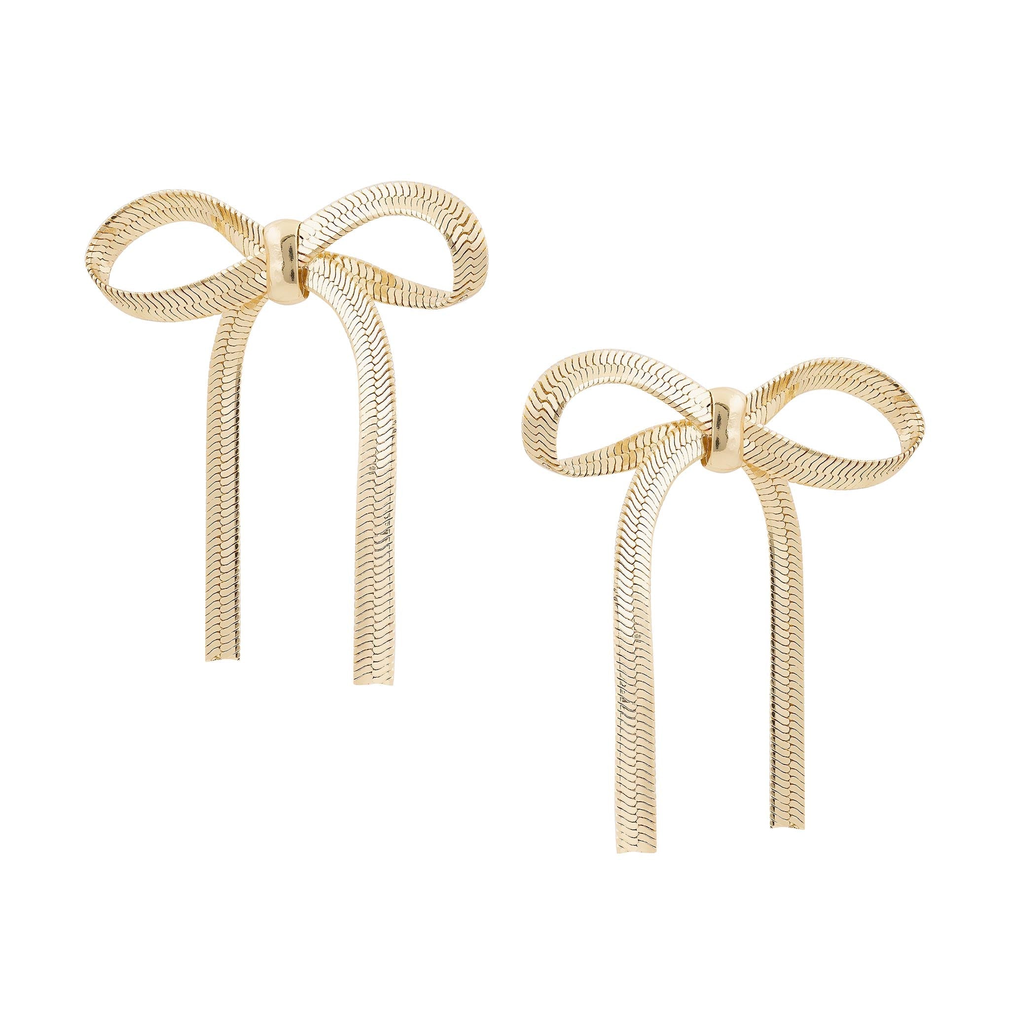 statement gold short drop bow earrings