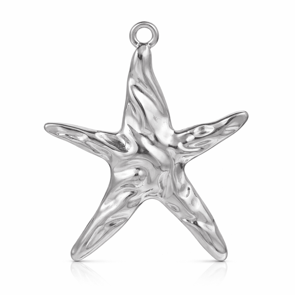 Silver Hammered Starfish Charm - Luisa Luxe gold jewellery