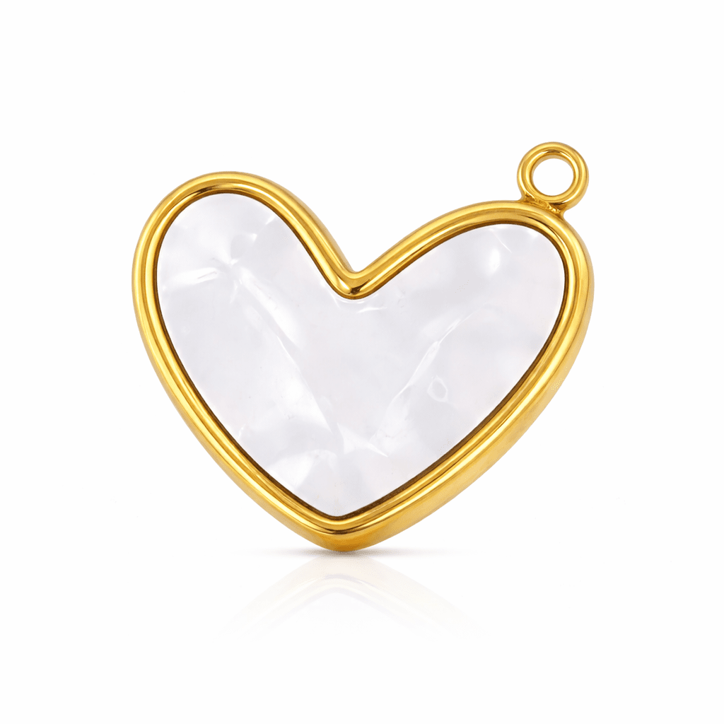 Gold Mother of Pearl Heart Charm - Luisa Luxe gold jewellery