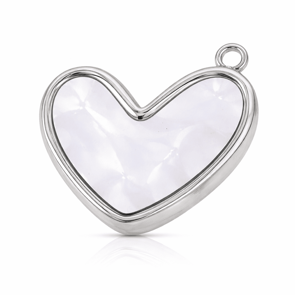 Silver Mother of Pearl Heart Charm - Luisa Luxe gold jewellery