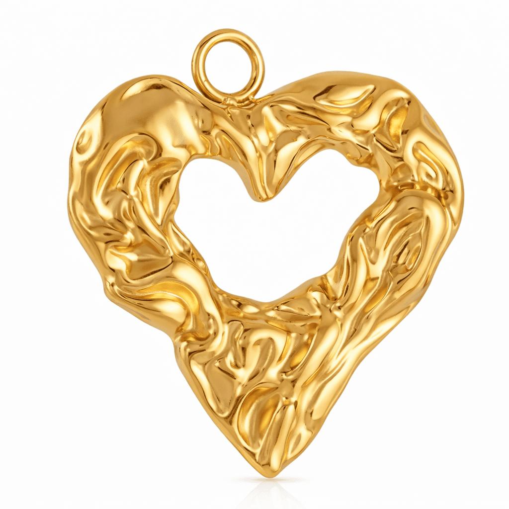 Hammered Heart Charm - Luisa Luxe gold jewellery