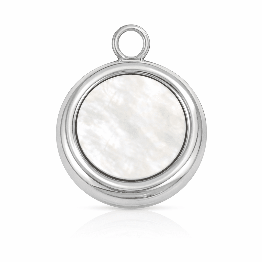 Silver Mother of Pearl Medallion Charm - Luisa Luxe gold jewellery
