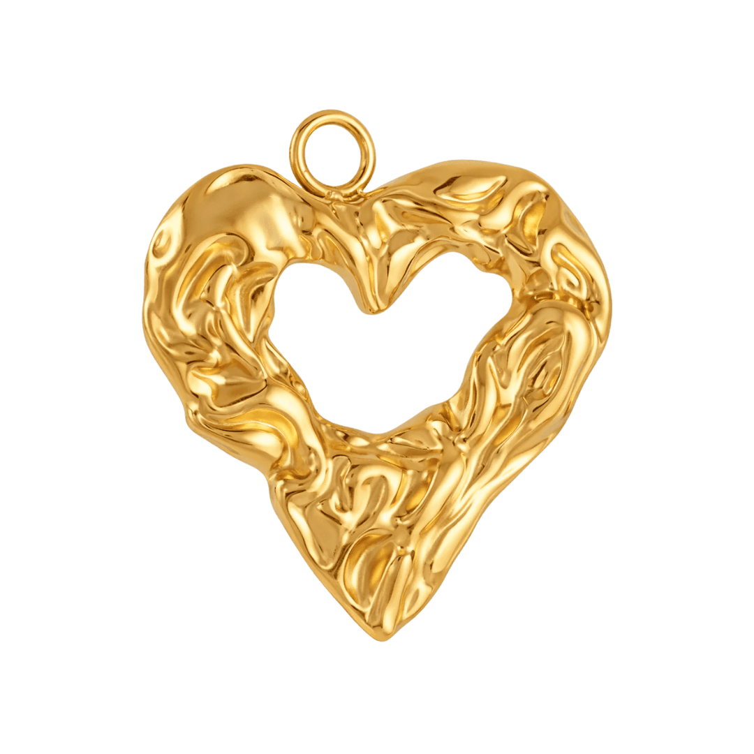 Hammered Heart Charm - Luisa Luxe gold jewellery