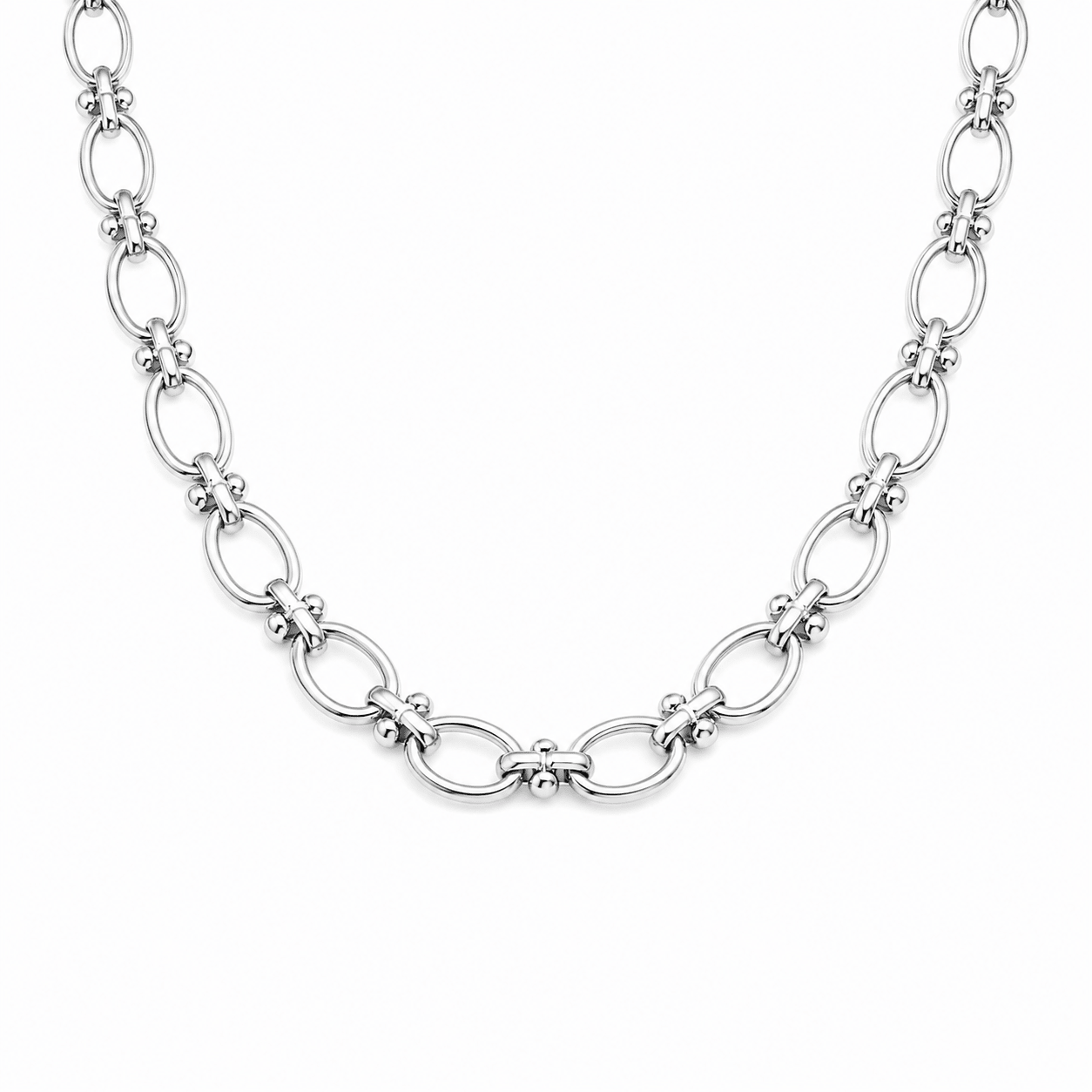 PRE-ORDER Silver Luxe Link Necklace with 5 Charms - Luisa Luxe gold jewellery
