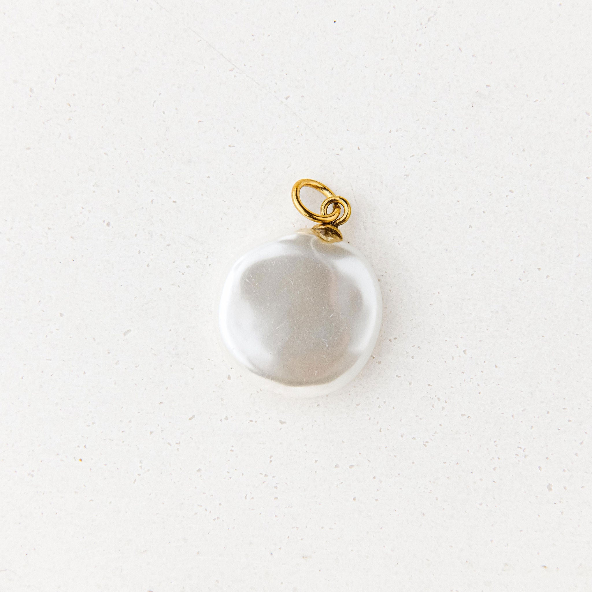 gold pearl coin charm for custom charm bracelet or charm necklace