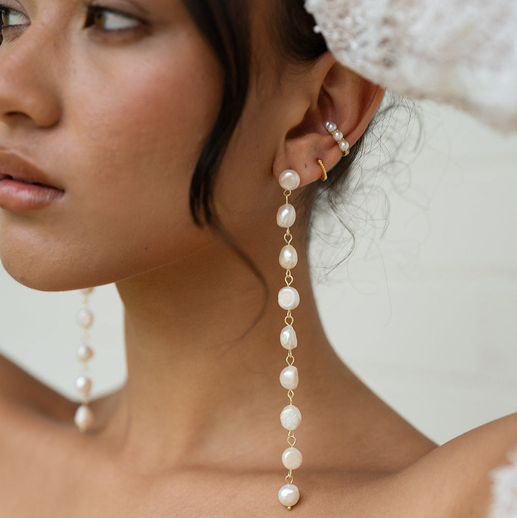Shop pearl earrings, gold pearl earrings. Designed in Australia for bridal, everyday, or statement looks.