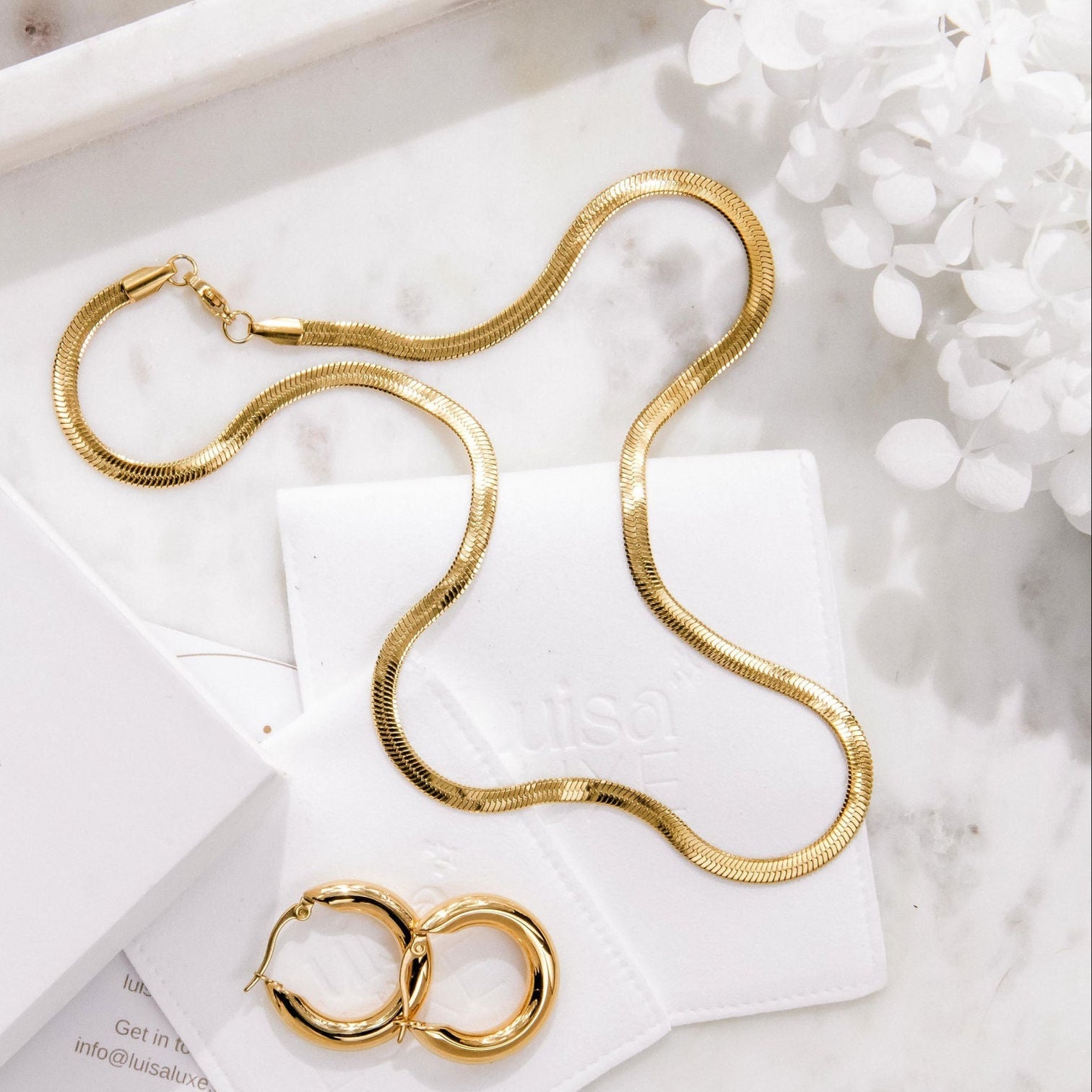 Waterproof gold-plated snake chain necklace, perfect for stacking