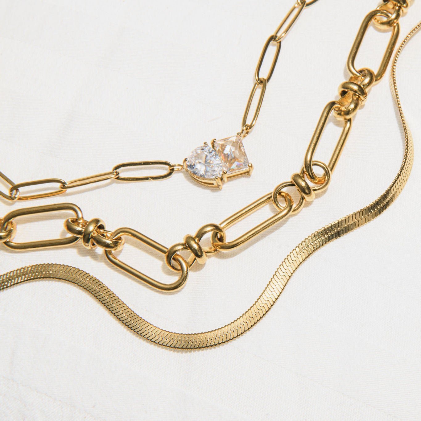 Waterproof gold-plated snake chain necklace, perfect for stacking