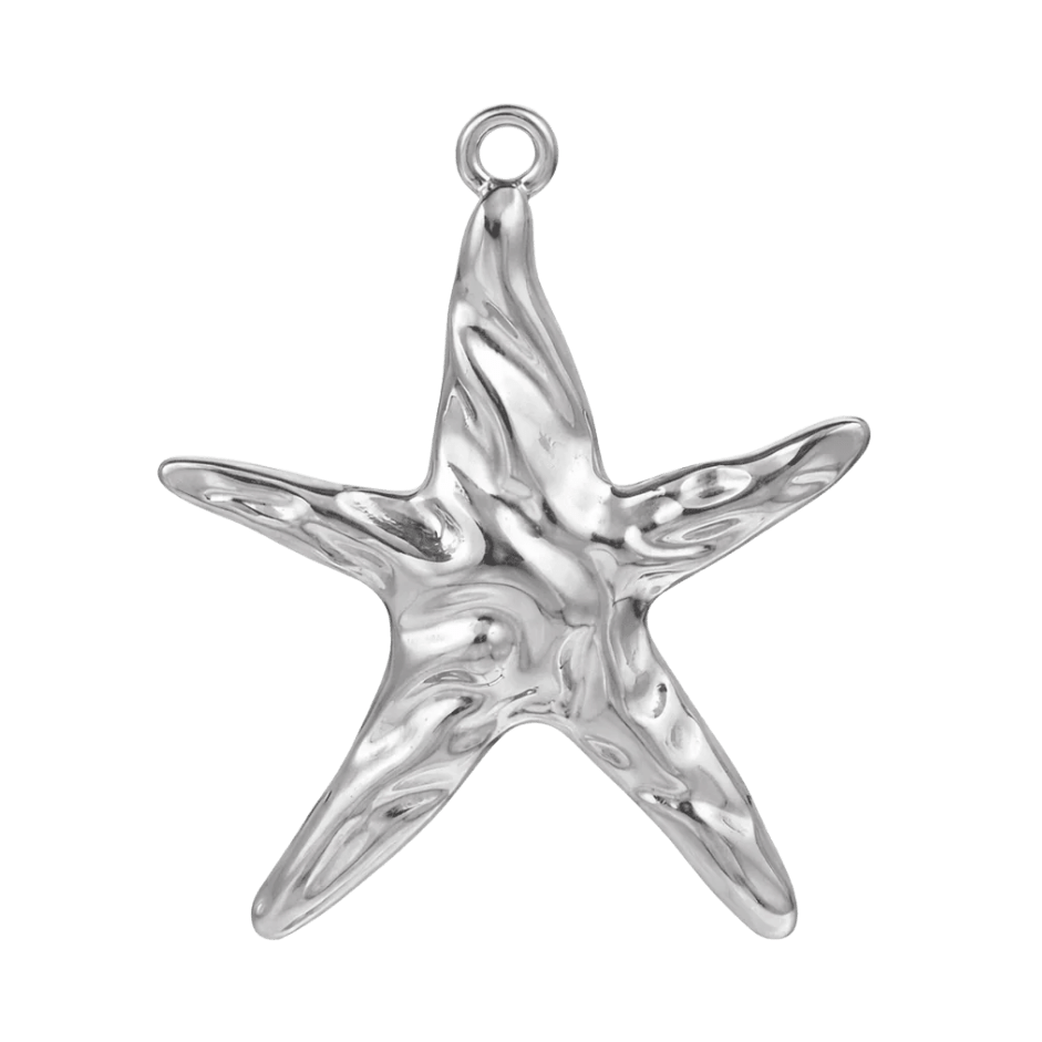 Silver Hammered Starfish Charm - Luisa Luxe gold jewellery
