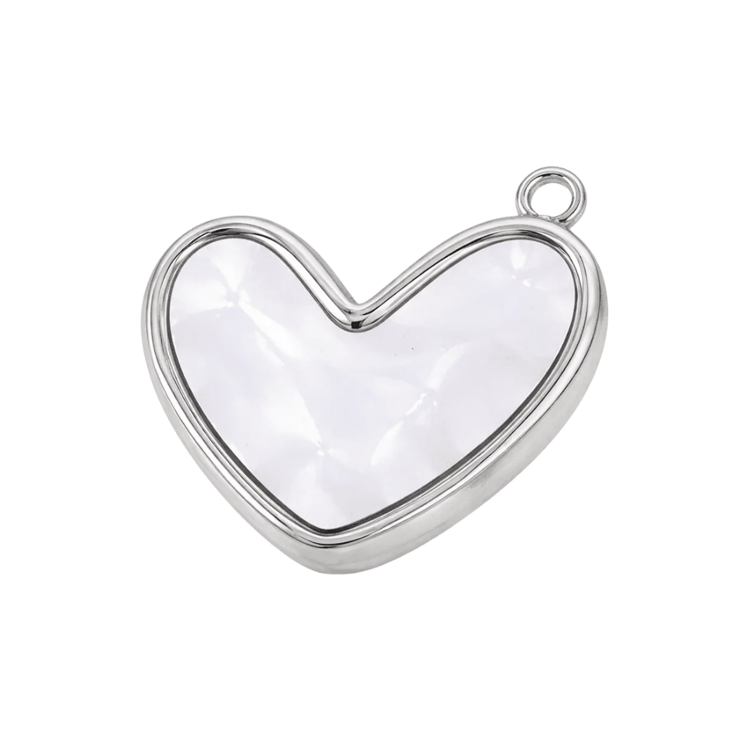 Silver Mother of Pearl Heart Charm - Luisa Luxe gold jewellery
