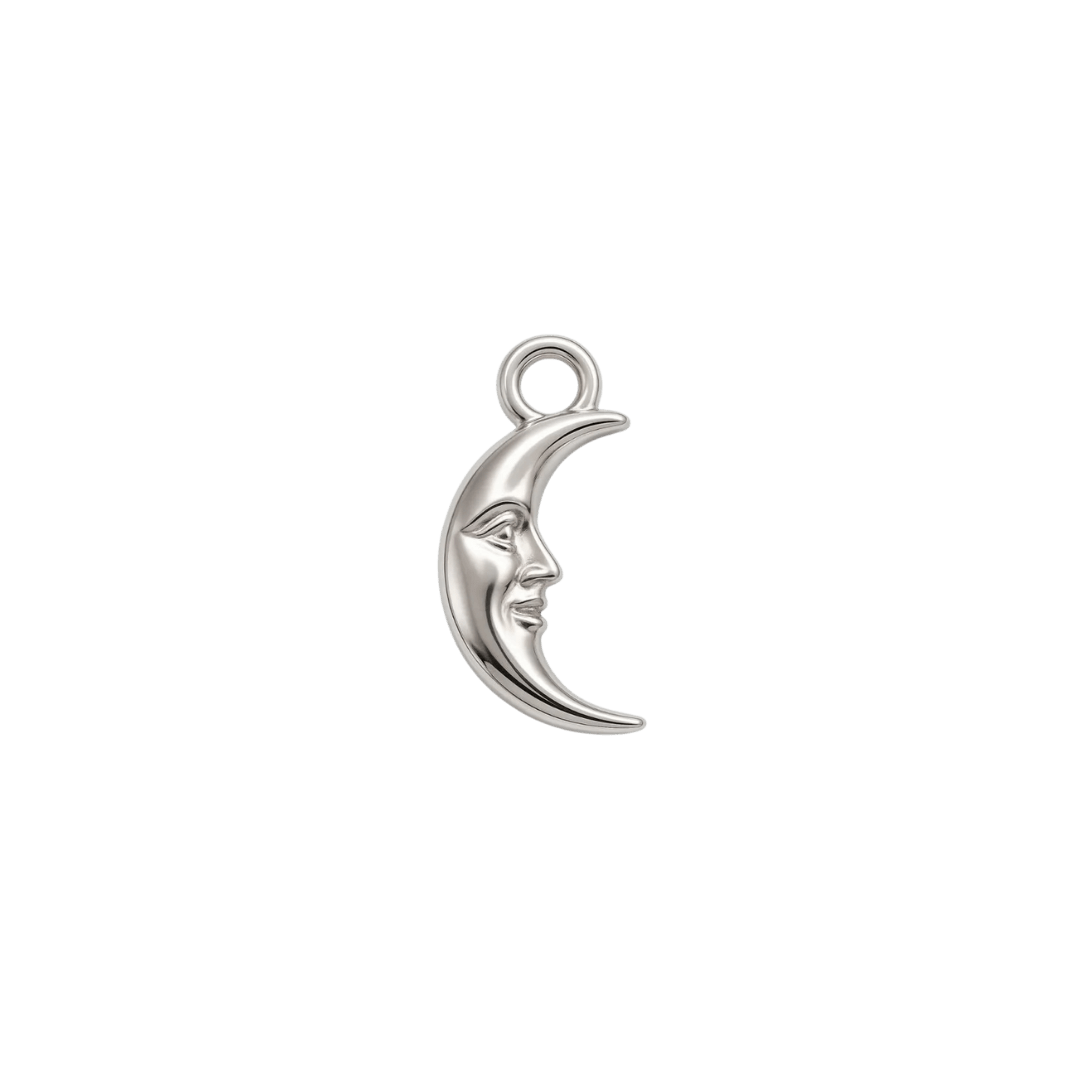 Silver Smiling Moon Charm - Luisa Luxe gold jewellery