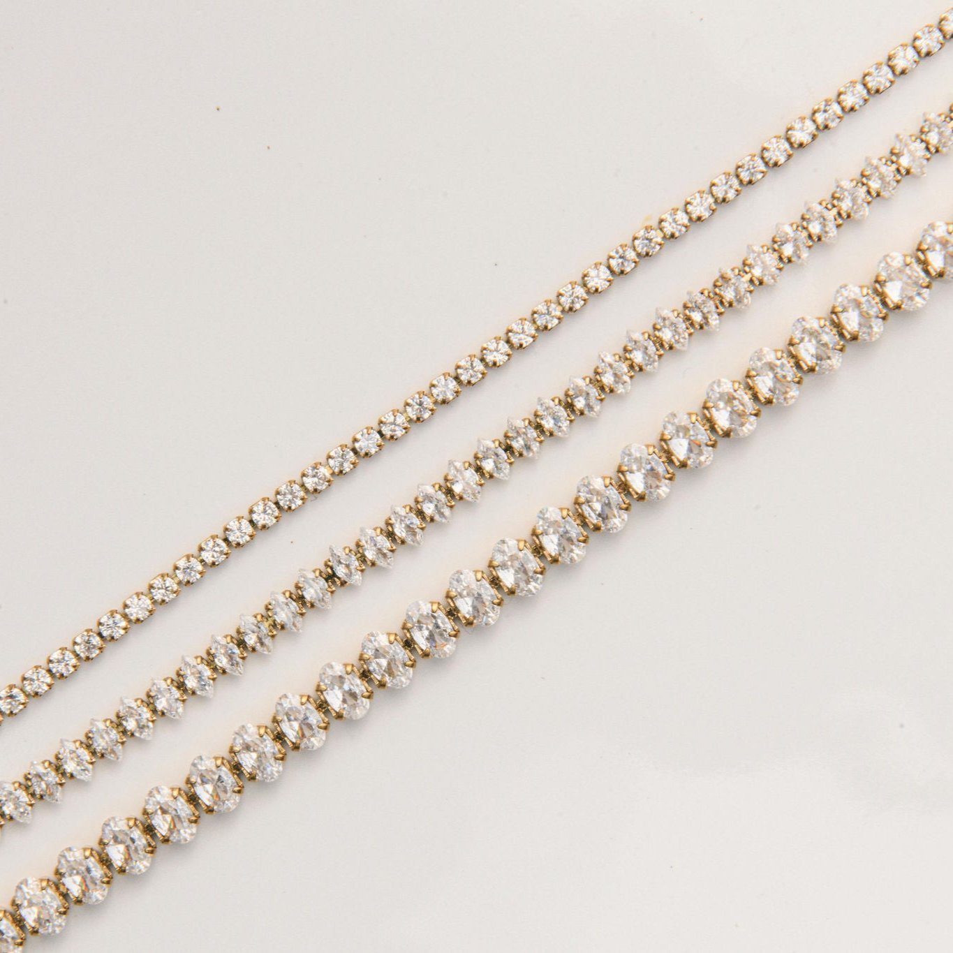 old tennis bracelet with round cubic zirconia stones and adjustable clasp