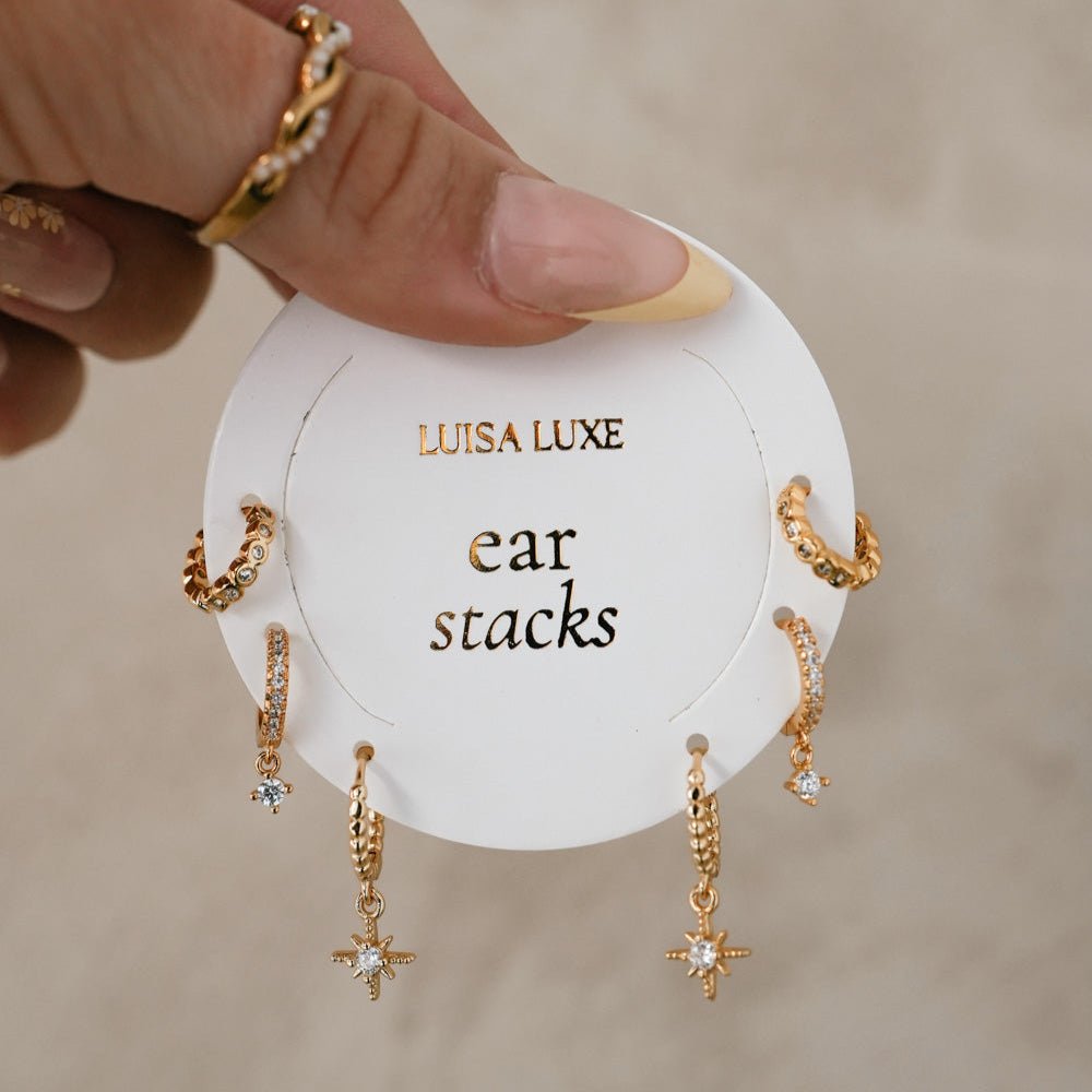 Alita, Leni & Marla Earring Stack - Luisa Luxe gold jewellery