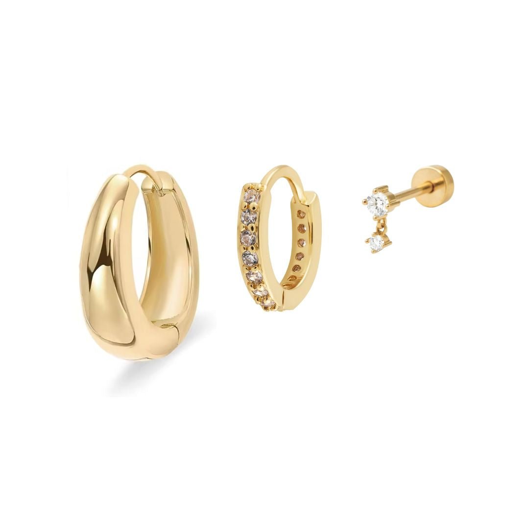Hallie, Chey & Abby Earring Stack - Luisa Luxe gold jewellery