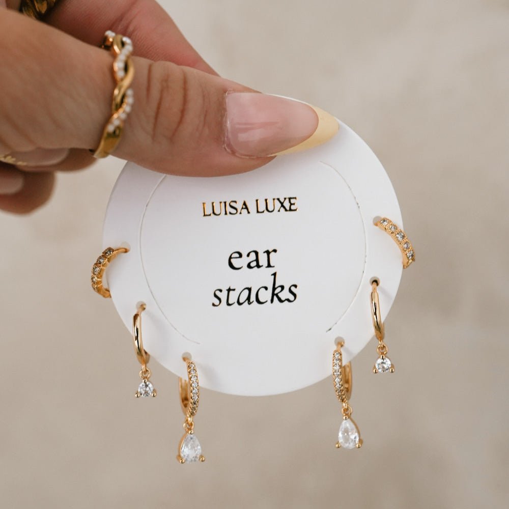 Harli, Aria & Aura Earring Stack - Luisa Luxe gold jewellery