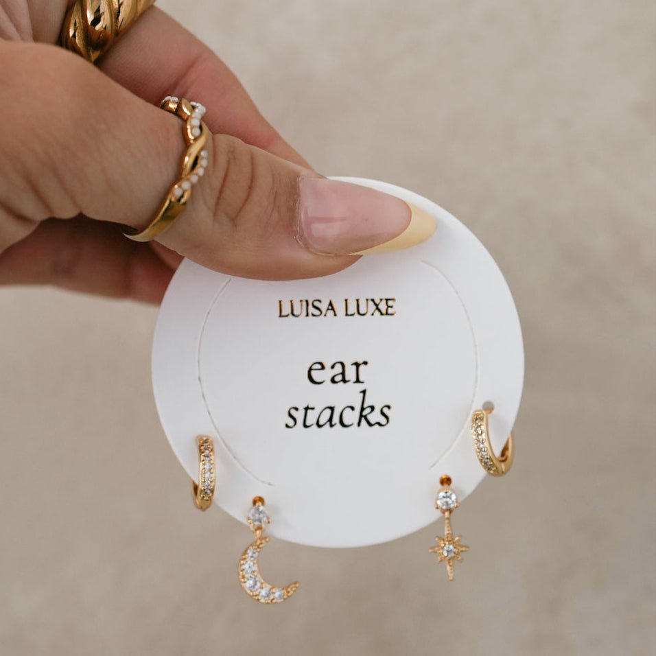 Lia & Chey Earring Stack - Luisa Luxe gold jewellery