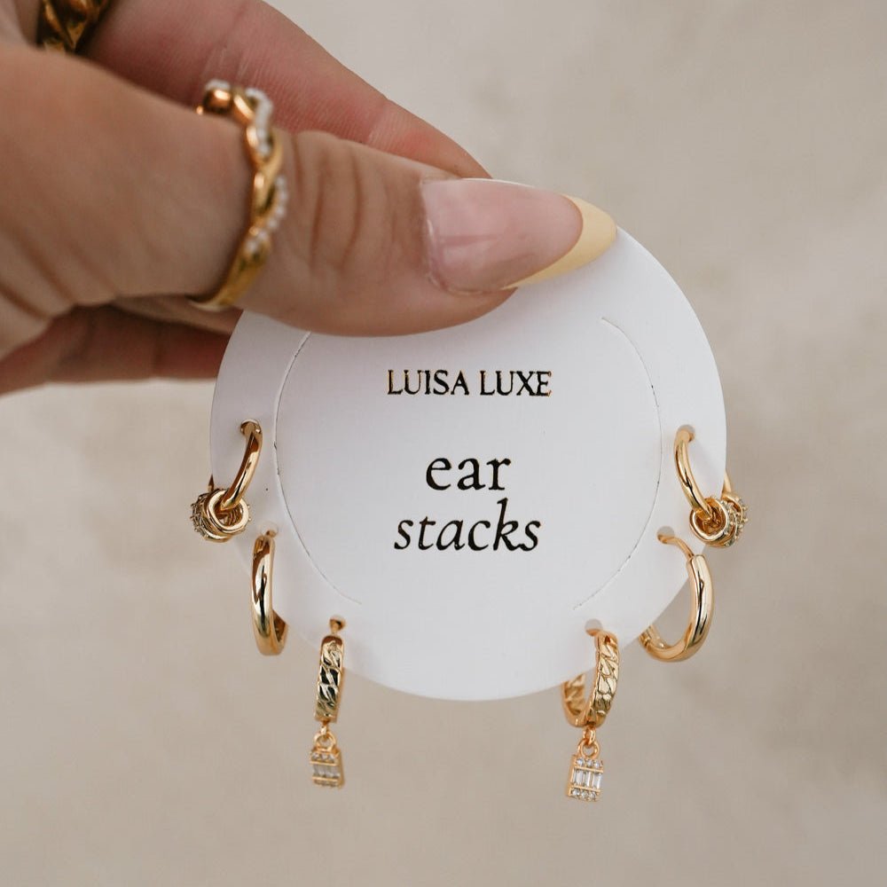 Liz, Dolly & Sara Earring Stack - Luisa Luxe gold jewellery