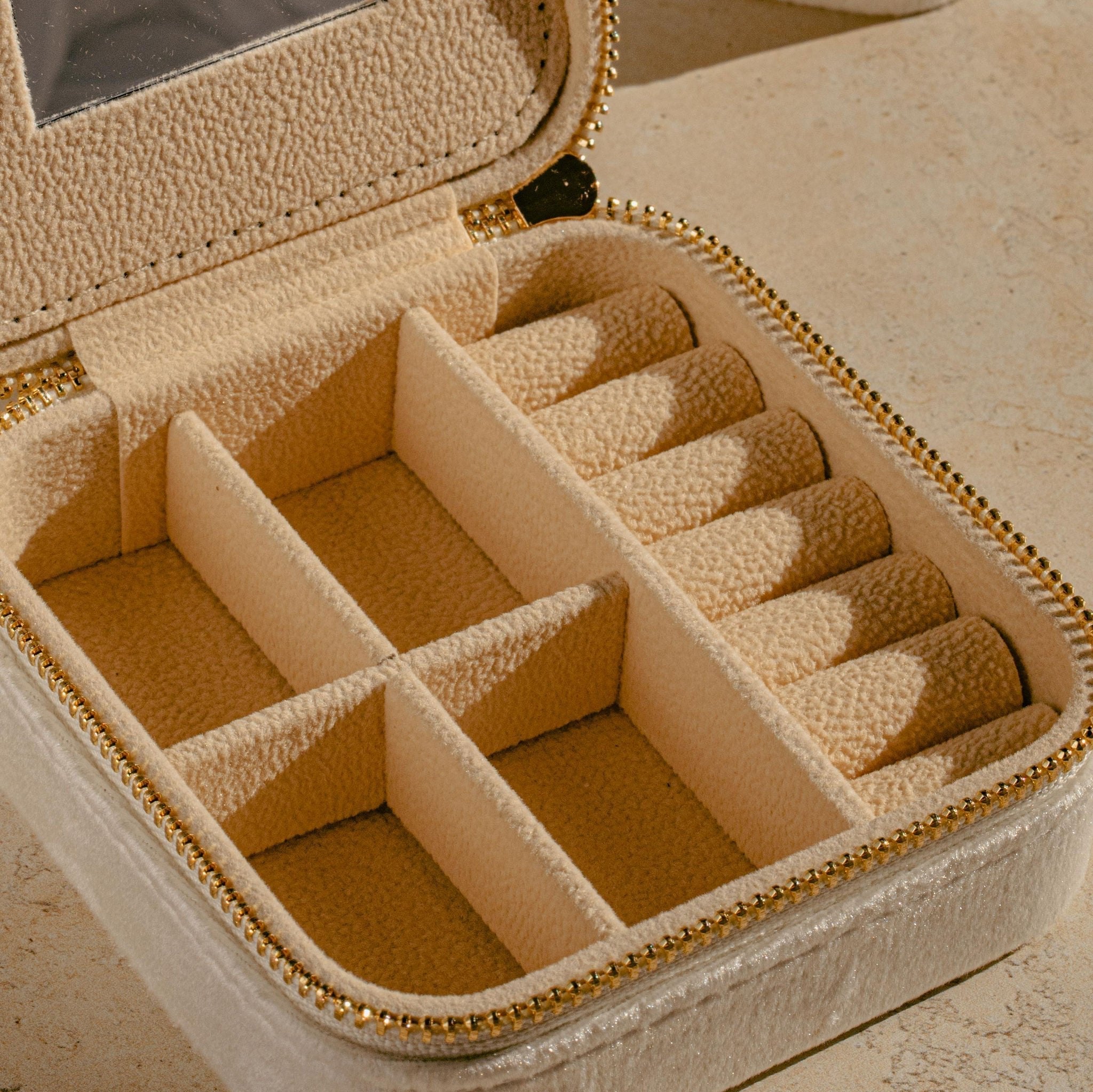 Luisa Luxe Velvet Ivory Jewellery Box - Luisa Luxe gold jewellery