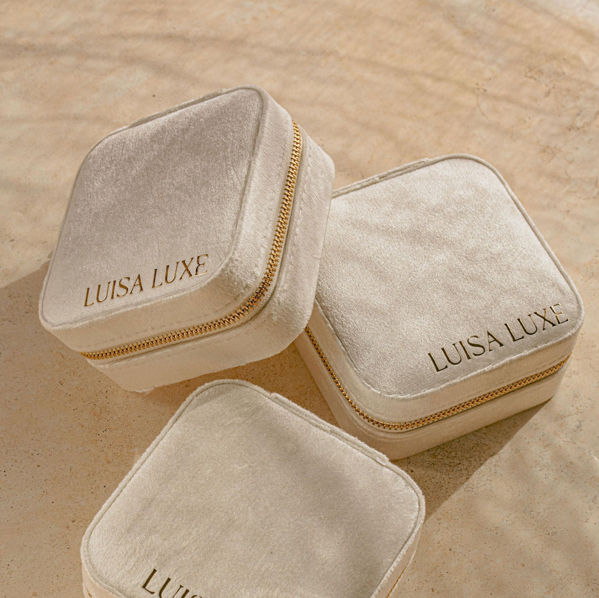 Luisa Luxe Velvet Ivory Jewellery Box - Luisa Luxe gold jewellery