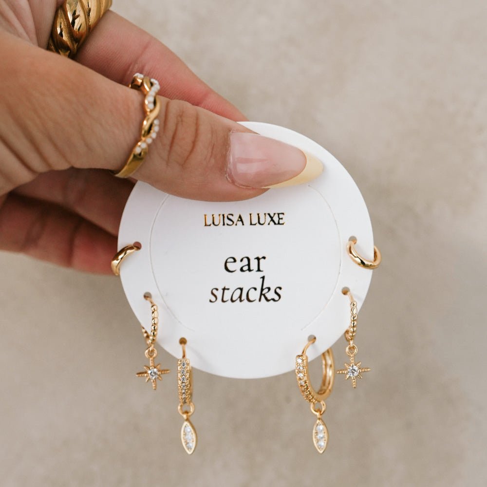 Petal, Alita & Dolly Earring Stack - Luisa Luxe gold jewellery