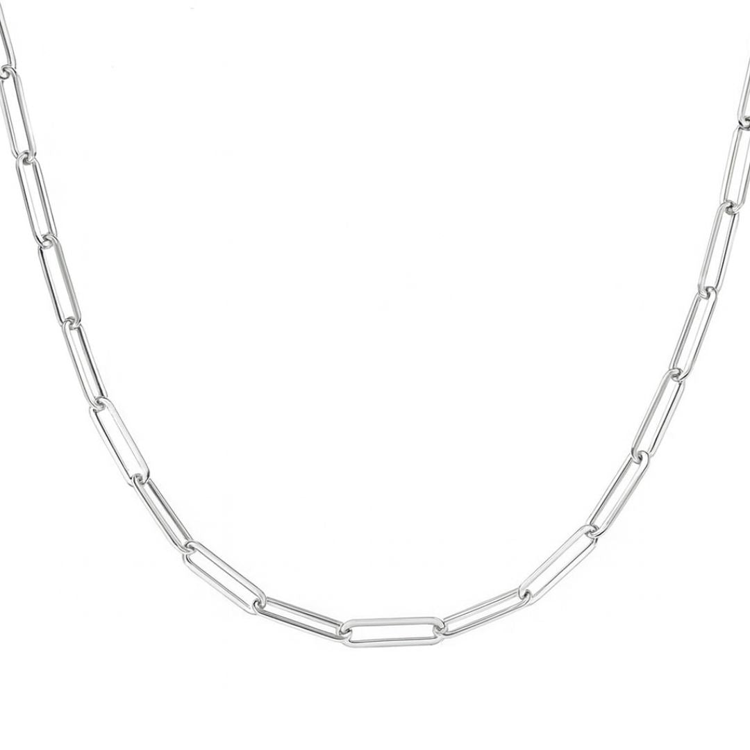 Silver Fine Paperclip Necklace - Luisa Luxe gold jewellery