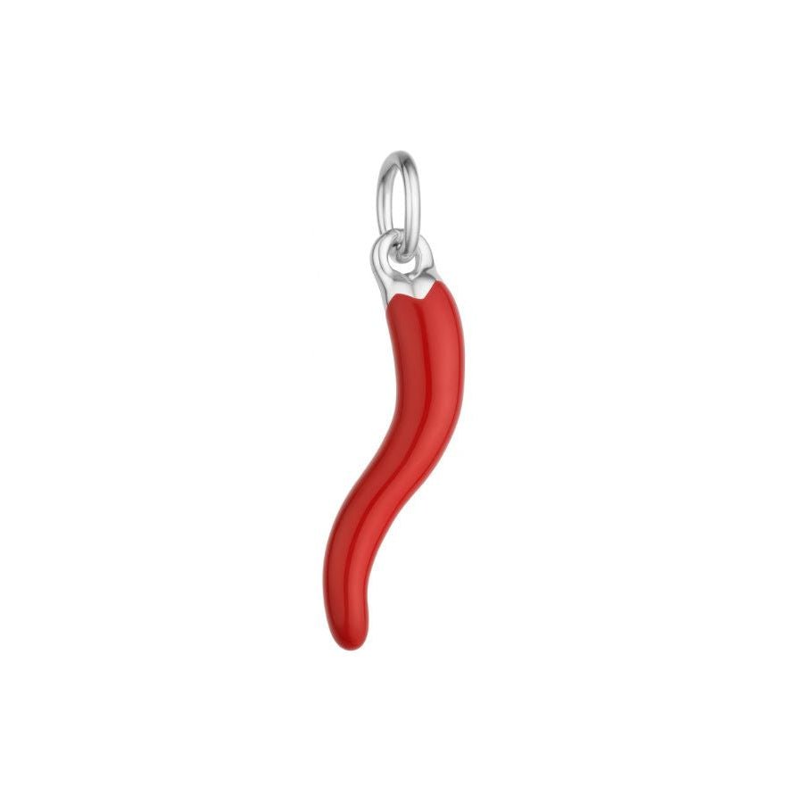 Silver Red Cornicello Charm - Luisa Luxe gold jewellery