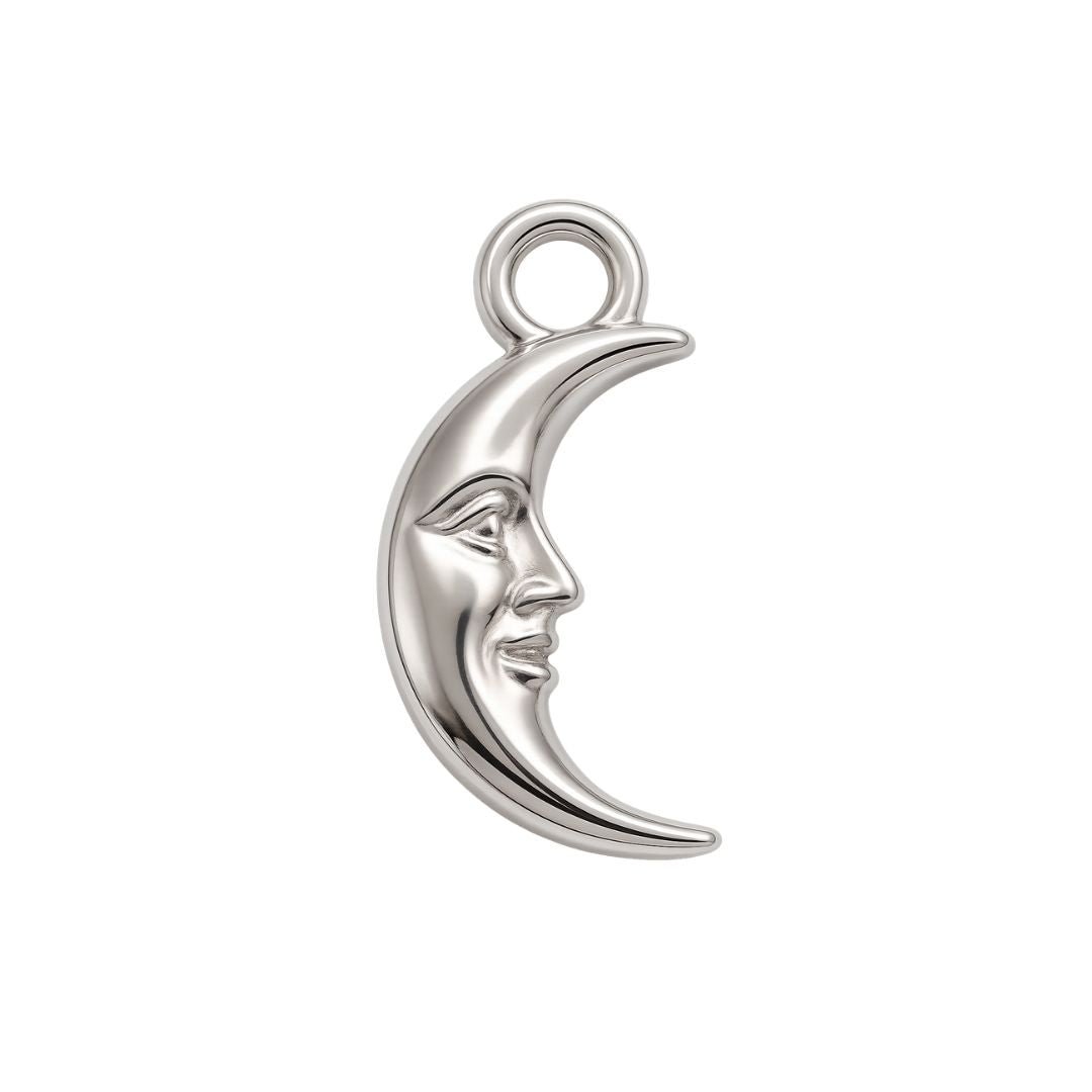 Silver Smiling Moon Charm - Luisa Luxe gold jewellery