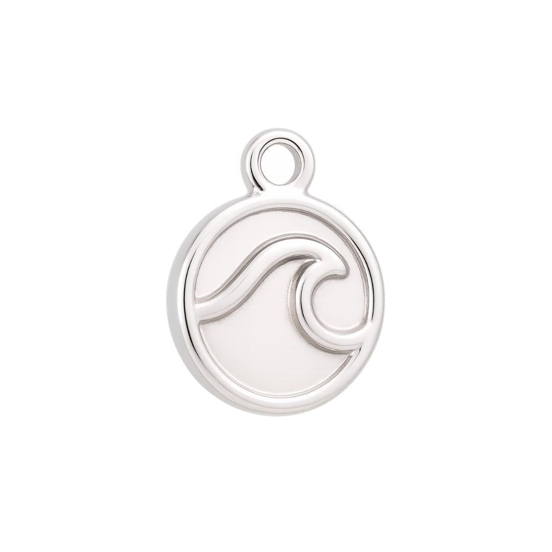 Silver Wave Medallion Charm - Luisa Luxe gold jewellery