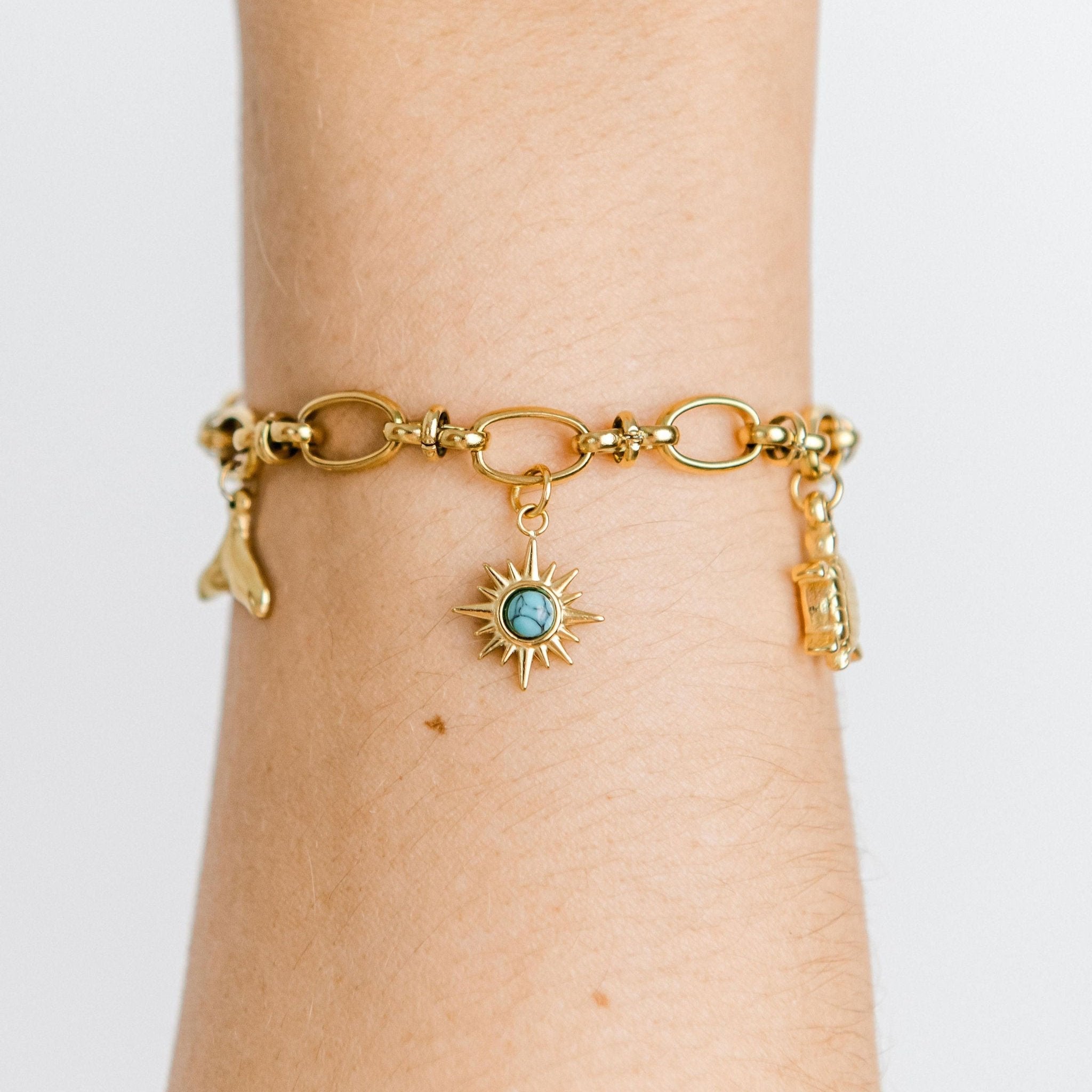 Turquoise Sun Charm - Luisa Luxe gold jewellery