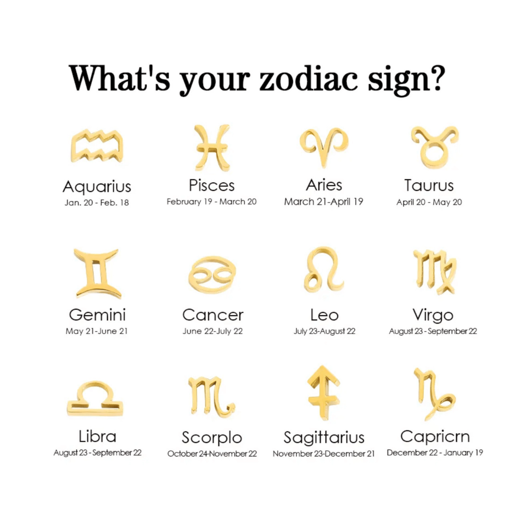 Zodiac Charm - Luisa Luxe gold jewellery