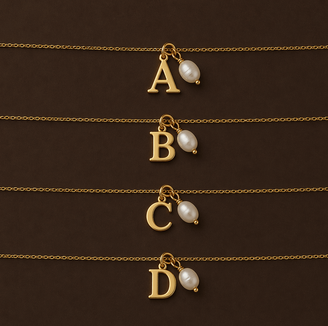 Initial & Pearl Pendant Necklace - Luisa Luxe gold jewellery