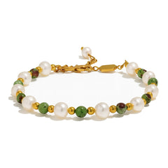Green Beaded Pearl Bracelet