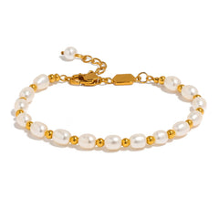Gold Beaded Pearl Bracelet