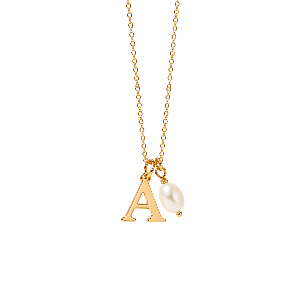 Initial & Pearl Pendant Necklace - Luisa Luxe gold jewellery