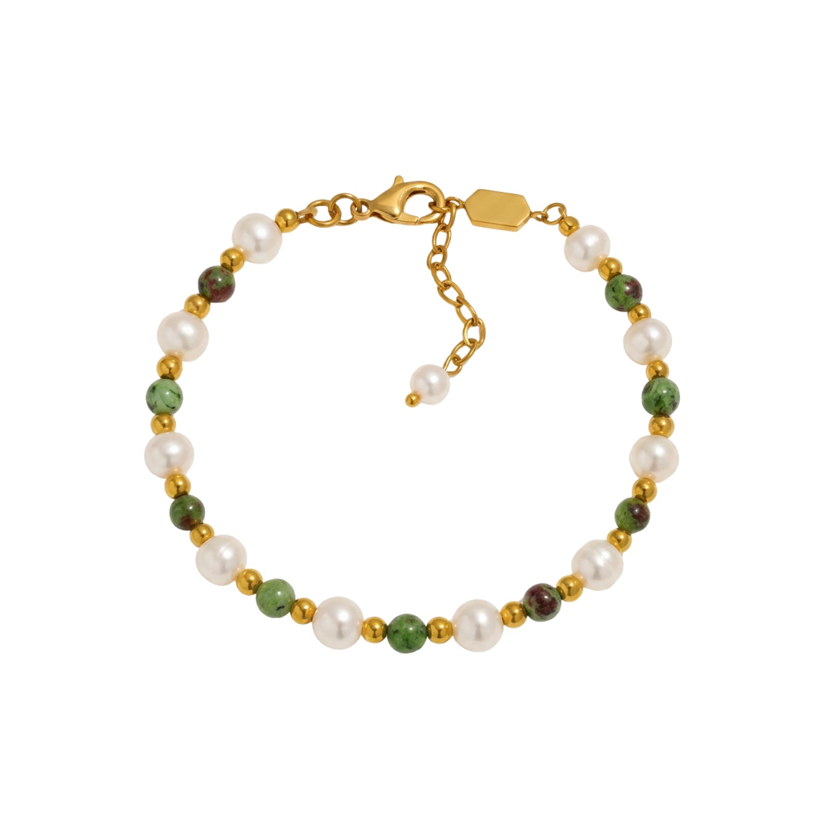 Green Beaded Pearl Bracelet - Luisa Luxe gold jewellery