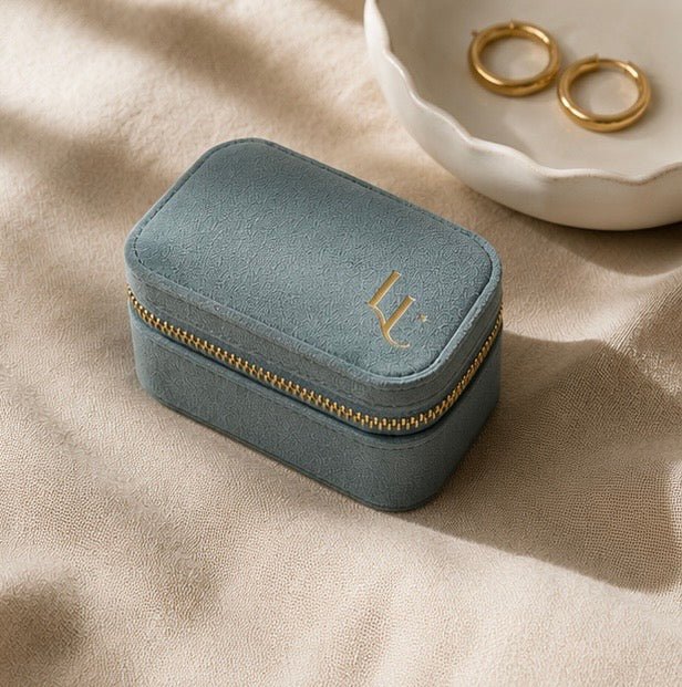 Mini Travel Teal Jewellery Box - Luisa Luxe gold jewellery