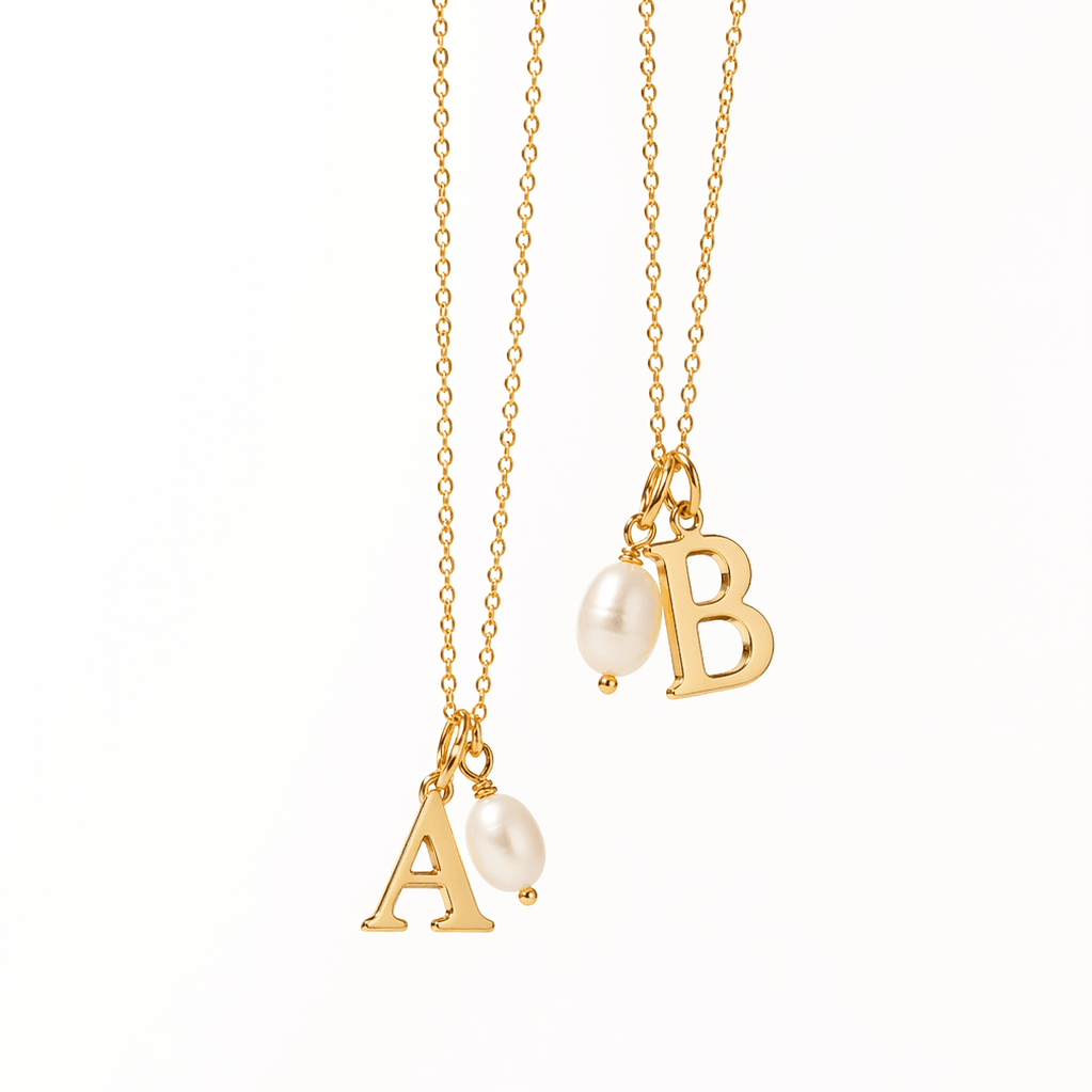 Initial & Pearl Pendant Necklace - Luisa Luxe gold jewellery