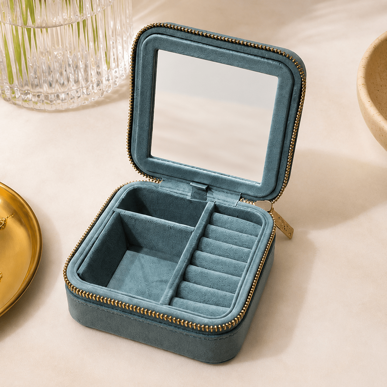 Travel Teal Jewellery Box - Luisa Luxe gold jewellery
