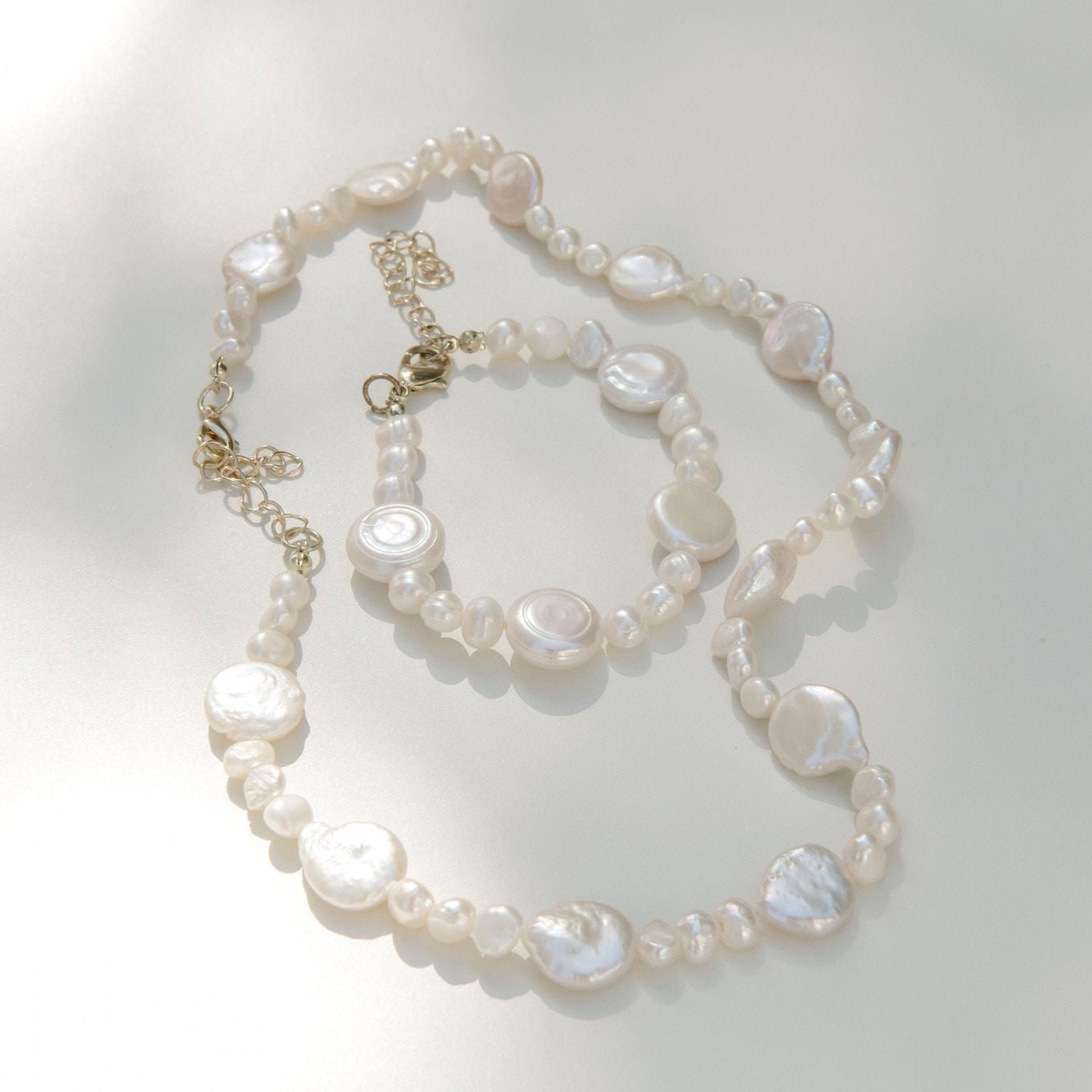 freshwater pearl bracelet with coin pearls, bridal jewellery Australia