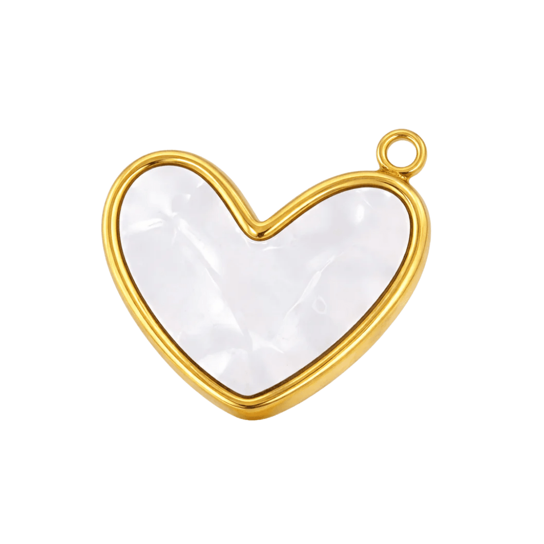 Gold Mother of Pearl Heart Charm - Luisa Luxe gold jewellery