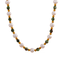 Green Beaded Pearl Necklace