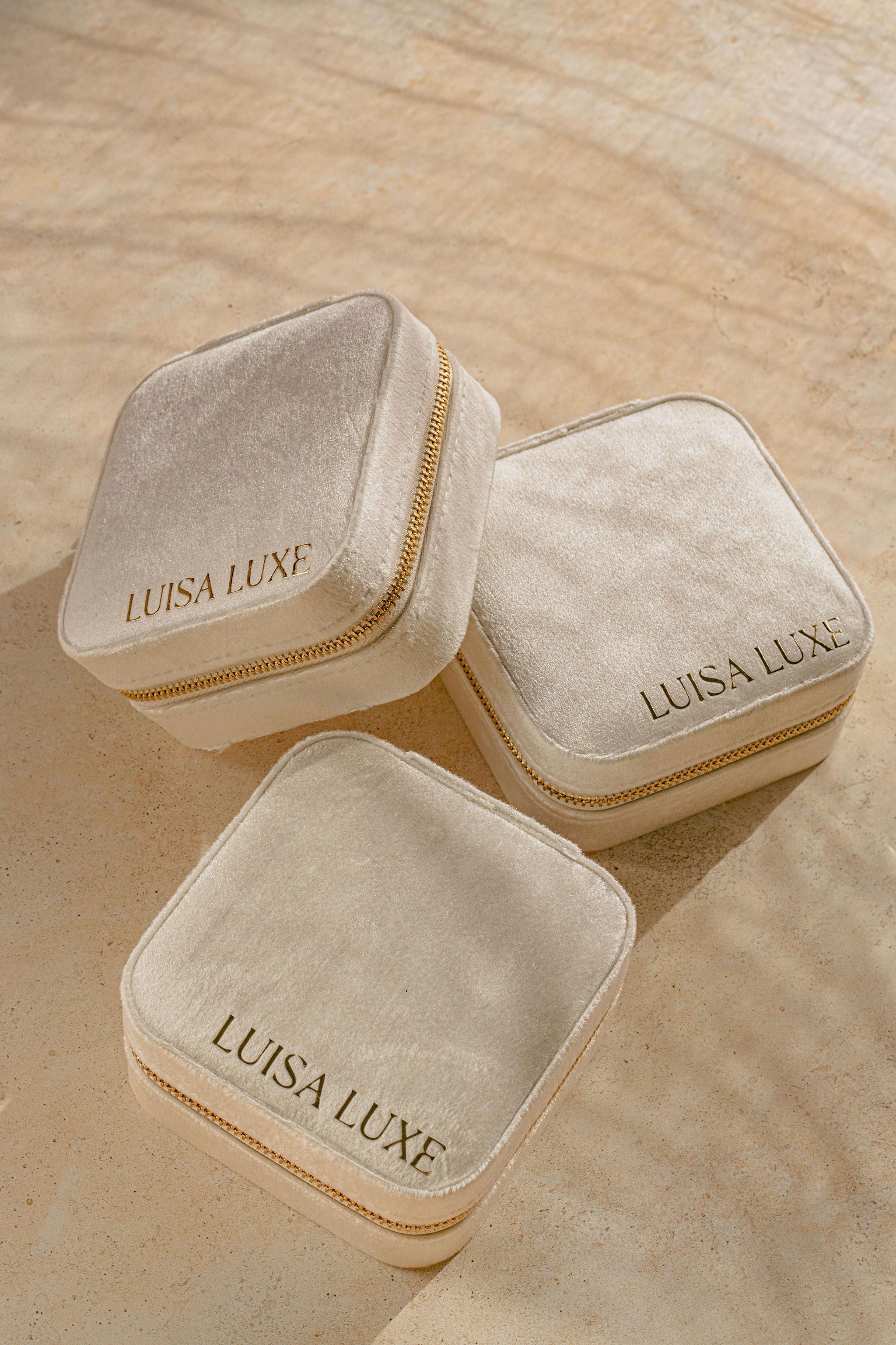 Luisa Luxe Velvet Ivory Jewellery Box