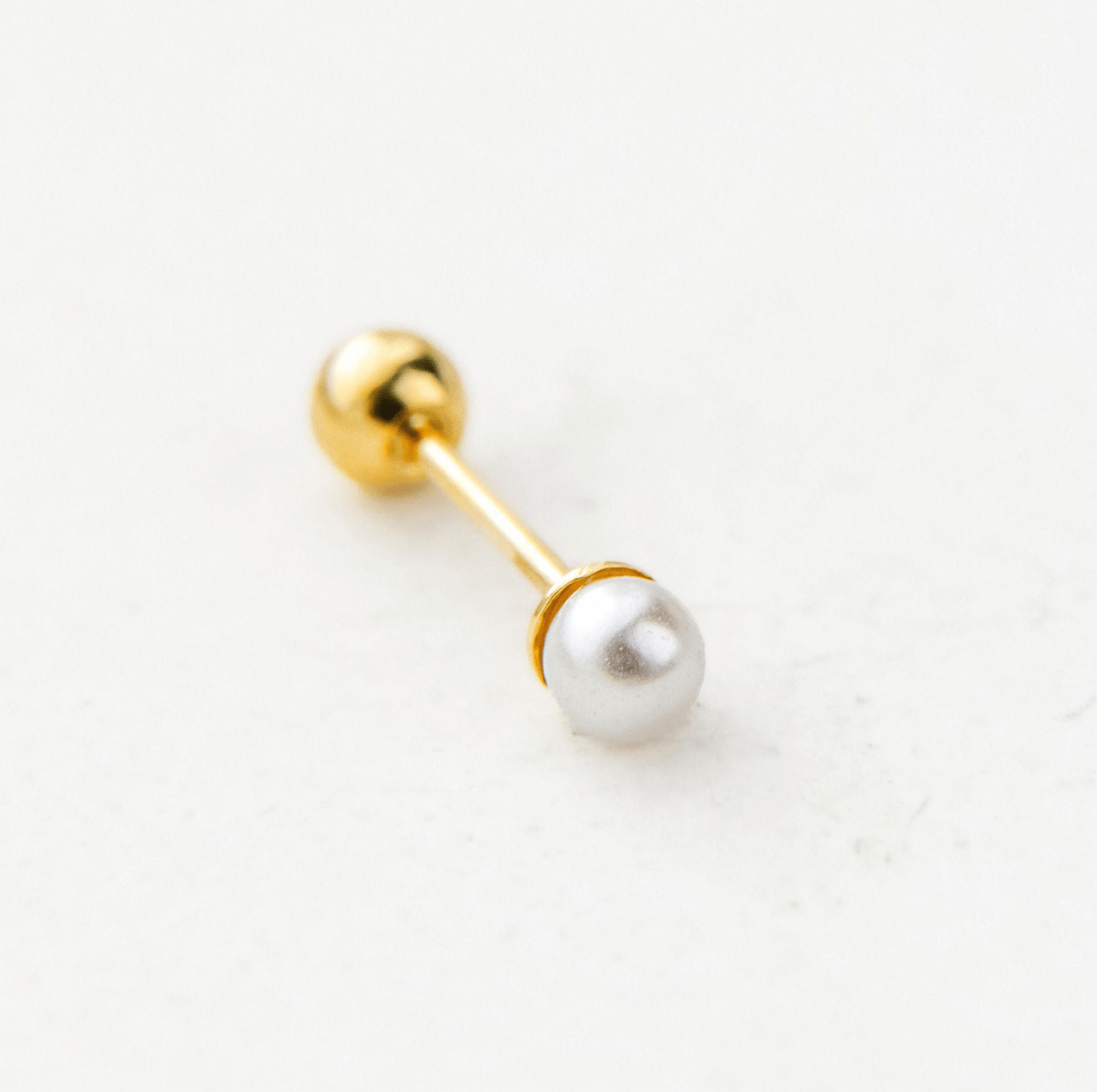 Gold pearl earrings with freshwater pearls and waterproof ballback stud design