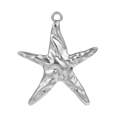 Silver Hammered Starfish Charm