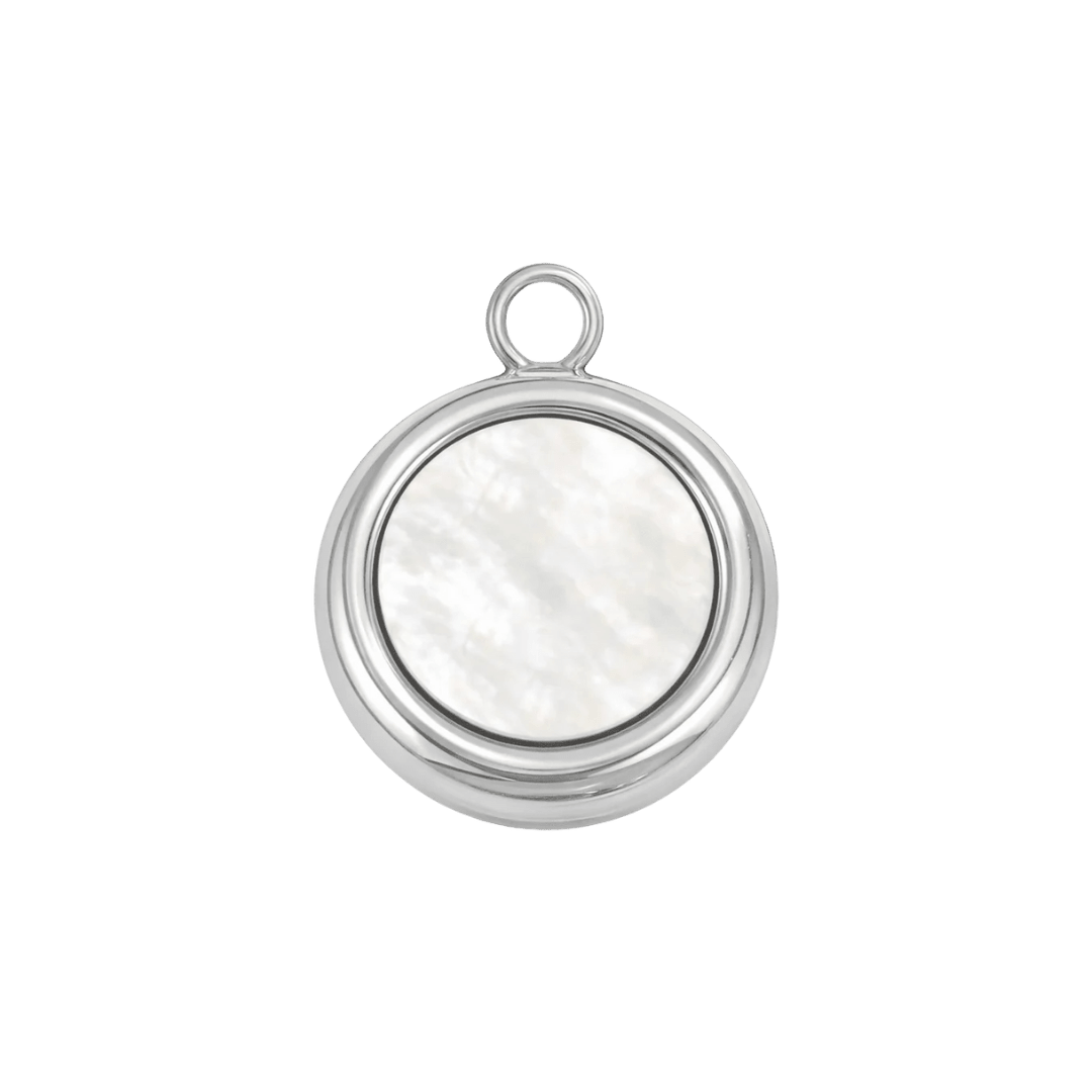 Silver Mother of Pearl Medallion Charm - Luisa Luxe gold jewellery
