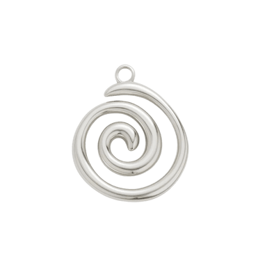 Silver Spiral Wave Charm