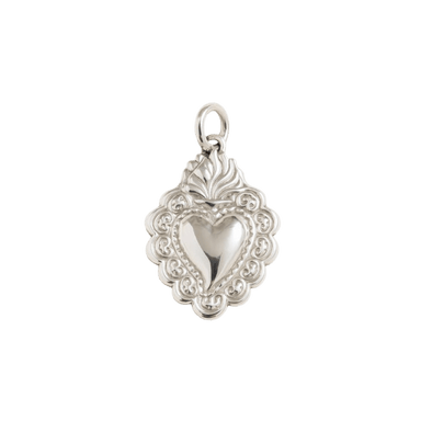 Silver Vintage Heart Charm
